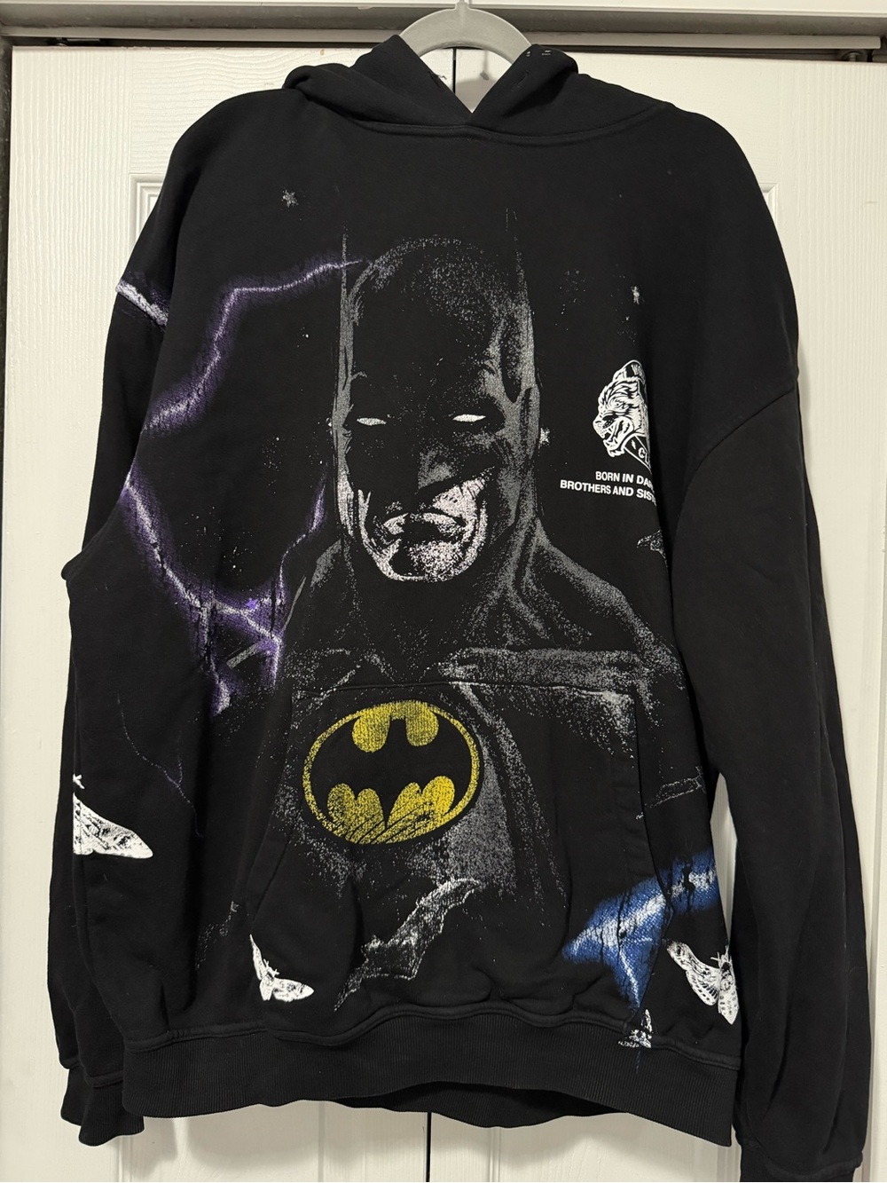Darc Sport Black Batman Graphic Hoodie with Yellow Logo